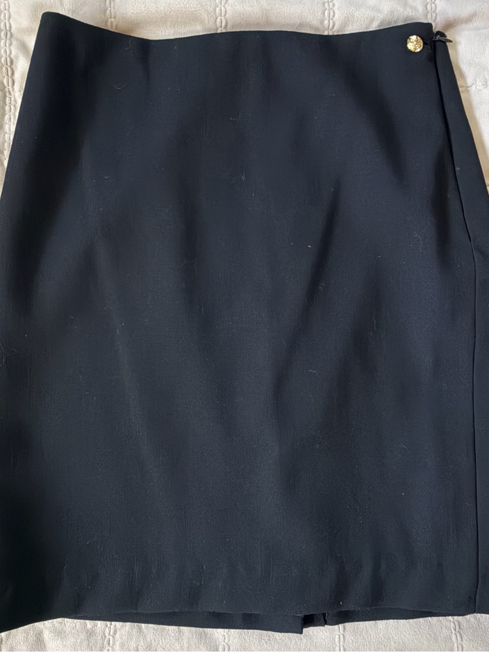 Vintage 90s Lauren Ralph Lauren Black Pencil Skirt Gold Crest Button